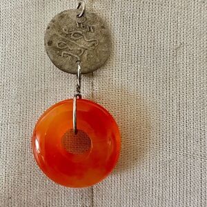 Turkish RARE Empire SILVER COIN carnelian pendant necklace